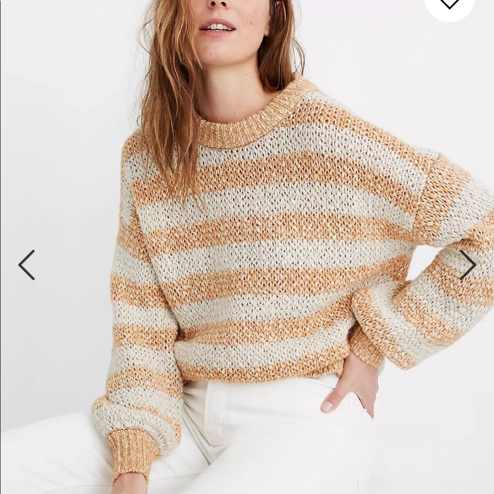 Madewell Striped Sweater in Cream and Tan